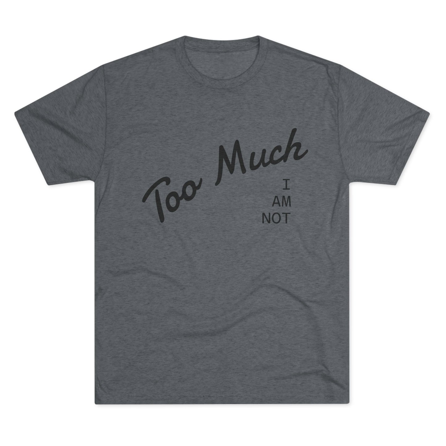 I AM NOT TOO MUCH  T‑Shirt — Minimalist Humor Graphic Tee